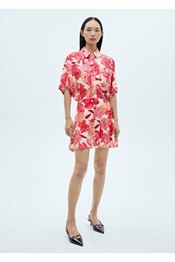 MANGO Woman Fusta cu volan floral