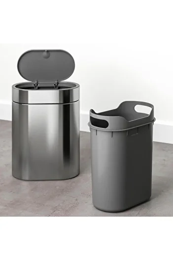 IKEA Brogrund Touch Trash Can, Gray, 4 L, Stainless Steel