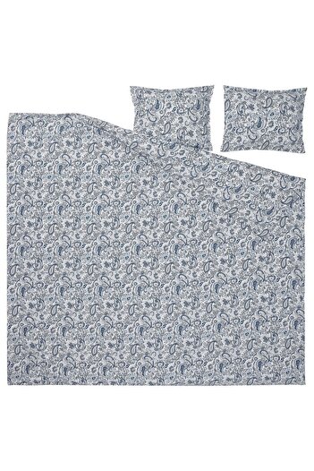 IKEA Pink-white Double Duvet Cover Set - 240x220/50x60 cm, 80% Cotton/20% Viscose/Rayon