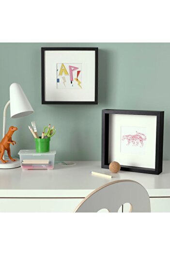 IKEA Sannahed 25x25 Cm Black Flower Deep Box Frame Wooden Photo Picture Frame