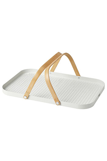 IKEA GRÖNFISK 46x30 cm Bamboo-White Tray with Handles