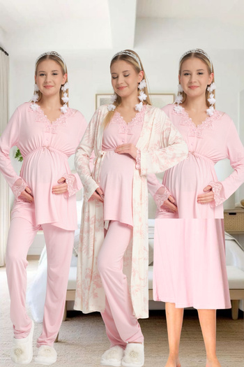 effort Luxury Maternity - Maternity and Lace Dressing Gown and Nightgown Set