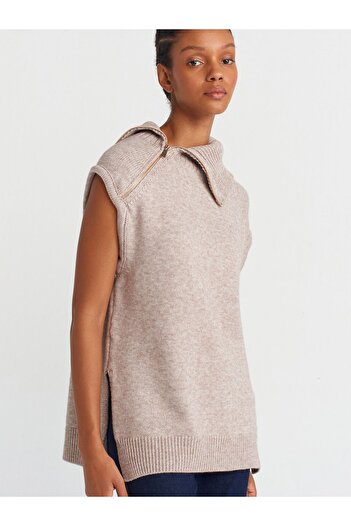Dilvin 10667 Model Mink Knitwear Jumpers - Γιακάς με φερμουάρ