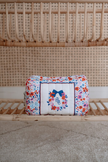 Atelier Babbi 100% Cotton Large Care Bag - Little Flowers/Red
