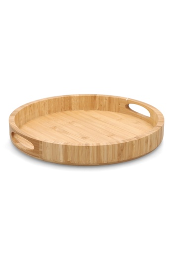 Bien Servi Round Bamboo Serving Tray with Handle 38 x 5cm
