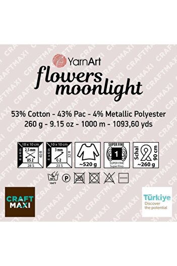 Yarnart Flowers Moonlight - Glitter, Μαρμάρινο Πλεκτό στο χέρι Ebruli-3262