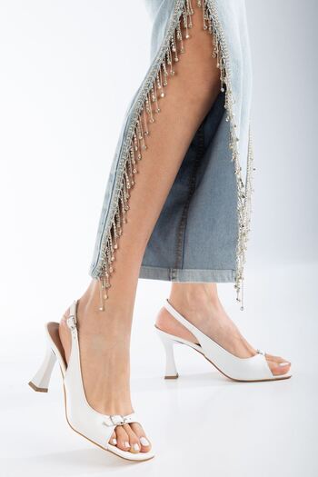 MaskButik Felya Open Back Heeled Shoes White