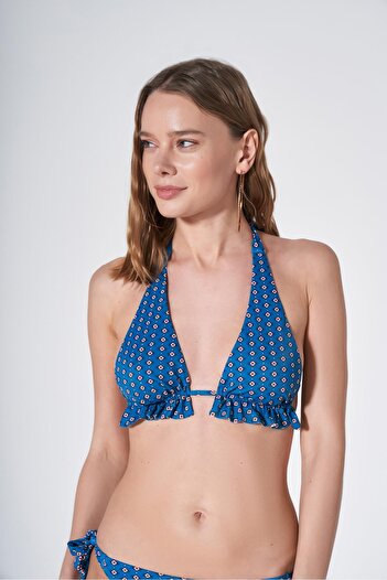 HAREM SUARE Σετ μπικίνι Bron Frill Triangle Cut με σχέδιο μπλε