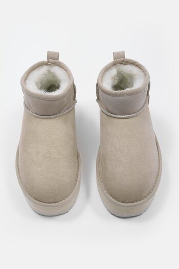 NILUFARR Maja Beige Genuine Leather Real Sheepskin Boots