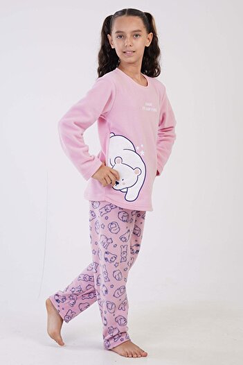 VİENETTA Kız Çocuk Uzun Kol Polar Pembe Pijama Takım C2T7N1O403