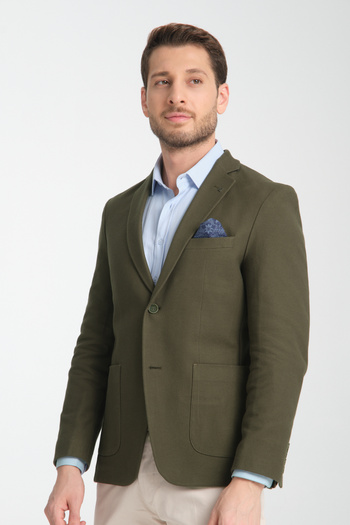 Frappoli Modern Men's Blazer Mono Collar Stretching Unlined Jacket