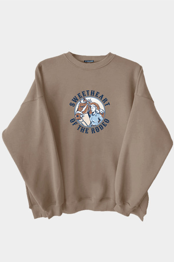 Vatkalimon Φούτερ με στάμπα Rodeo καφέ Unisex με χοντρό φλις εσωτερικά