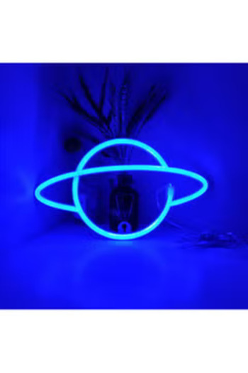 Generic Neon LED Planet Sign Shaped Light Blue