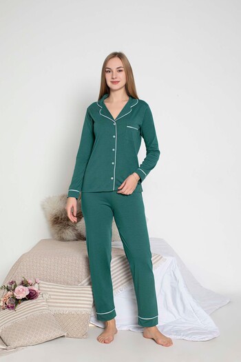 GUAVA+ Gloria Series Front Button Long Sleeve Women's Pjamas Suit