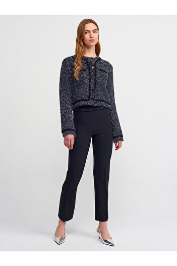 FEMİAS BICYCLE COLLAR BUTTONED SOFT TEXTURED SILVERY KNIT JACKET