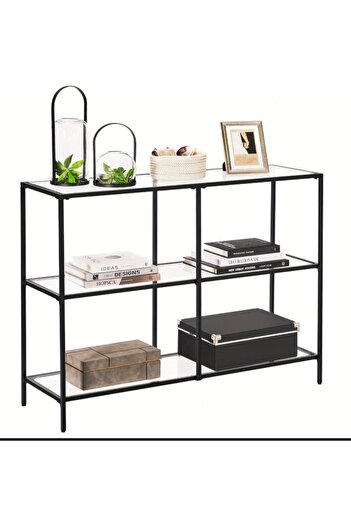 Home Montes Siyah Dresuar Kahve Köşesi Modern Konsol 100 cm Şeffaf Cam