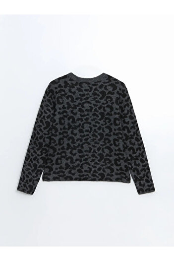 LC Waikiki Lcw Vision Brown Crew Neck Leopard Print Women's Knitwear Sweater