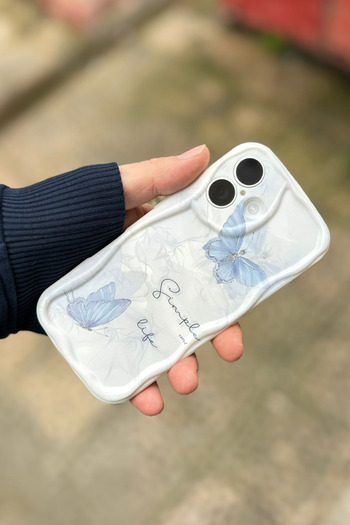 KVK PRİVACY iPhone 16 Compatible Case Butterfly Pattern Shockproof Soft Silicone Cover