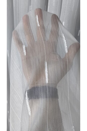 Yuka Bamboo Tulle Curtain with Leaded Skirt and Ruffle Detail - 1/3 Close Pleat Does Not Want Crinkle Ironing