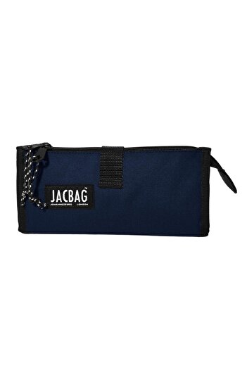 Jacbag Navy Blue Twin Table Top Double Compartment Pencil Bag