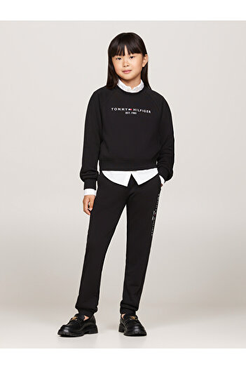 Tommy Hilfiger Tommy Hilfiger Black Round Neck Full Sleeve Printed Sweatpants Set