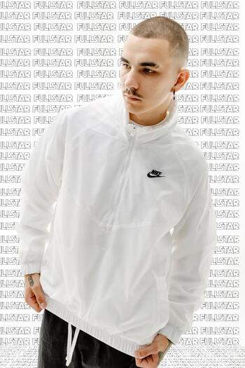 Nike Windrunner Loose Fit Men Jacket Півзастібка на блискавці, вільний крій, чоловіча куртка без підкладки, біла