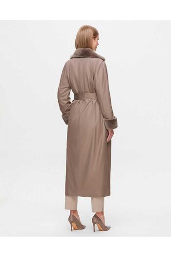 MISS DALIDA Furry Knitwear Lined Trench Coat