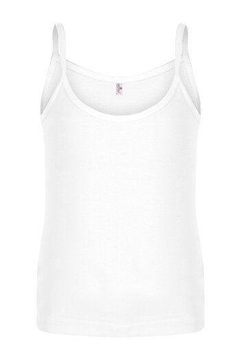 ERDEM İÇ GİYİM Erdem White Ribbed Rope Strap Girls Undershirt 4055
