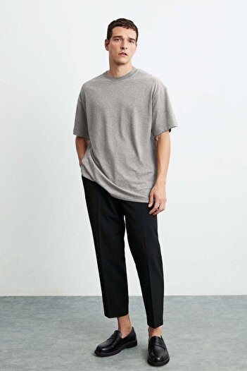 GRIMELANGE Jett Men's Oversize Fit 100% Organic Cotton Thick Textured Crew Neck Grimelange T-Shirt