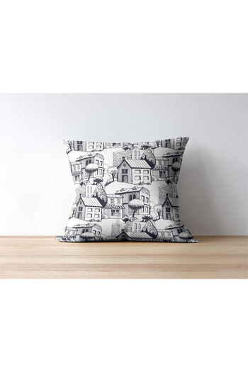 Home Athira Black and White Digital Printed Rachel Fabric 45X45 Throw Pillow Cover