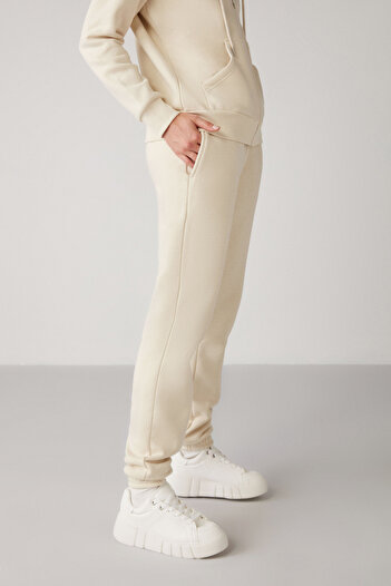 GRIMELANGE Marıtza Women - Fleece Relaxed Vanilla Sweatpants, 100% οργανικό βαμβάκι, ελαστική μέση