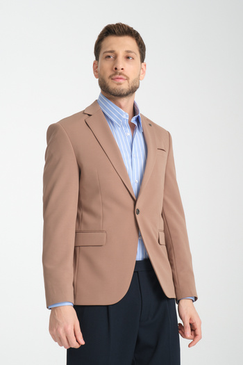 Frappoli Baselna Men's Mink Stretching Lycra Fabric Fully Lined Slim Fit Mono Collar Slim Fit Blazer Jacket