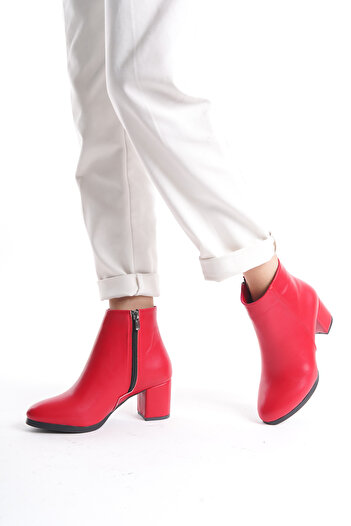 marinarosse Women's Liva Red Skin Flat Heeled Short Boots