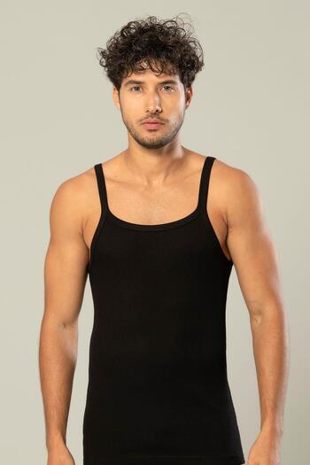 ERDEM İÇ GİYİM Erdem Black Thin Strap Men's Camisole Undershirt 1117