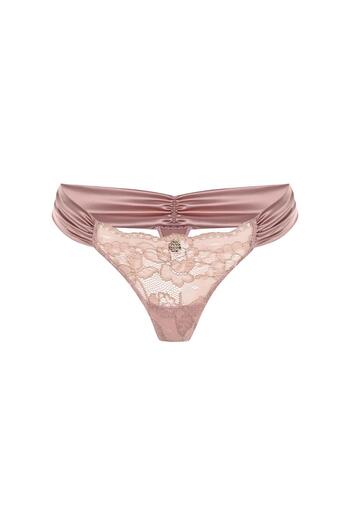 Feu De Elu Στριγκάκι με δαντέλα Camile Dusty Rose Satin Gathered Lace