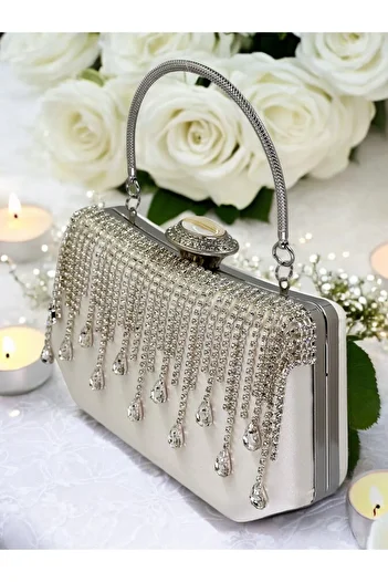 Biçanta Mother of Pearl Satin Women's Evening Dress Bag Wedding Engagement