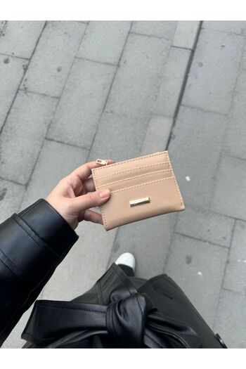 Moda Sekiz Дамски портфейл от норка с 13 отделения Портфейл с държач за карти с магнитно затваряне