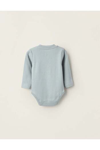 Ziddy RIBBED POLO BODYSUIT FOR NEWBORN BOYS, BLUE