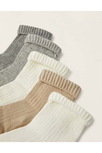 Ziddy PACK OF 5 RIBBED CUFFED SOCKS FOR BABY BOYS MULTICOLOUR