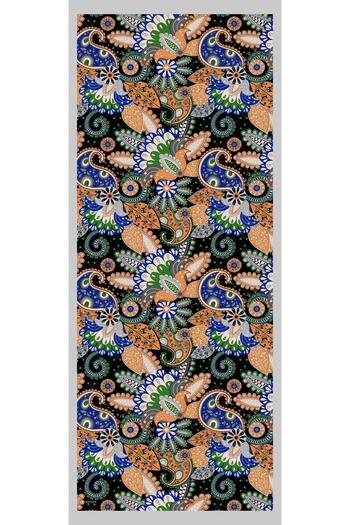 Sultan Soft Pamuk Şal - Çiçeksi Şal Desen - SLT2562-03 - Siyah, Turuncu, Yeşil