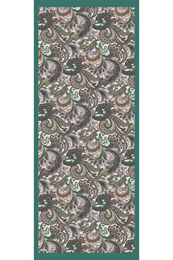 Sultan Soft Pamuk Şal - Retro Desen - SLT3078-19 - Taş, Yeşil, Gri