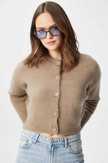 Ritnice Women's Tilia Crop Mink Knit Cardigan