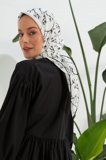 İpekhan White Olive Cotton Viscose Scarf