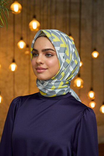 İpekhan Summer Sparkle Collection Soft Scarf Yellow Grey 1187-14