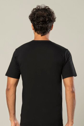 ERDEM İÇ GİYİM Erdem Black Combed Cotton O-Neck Undershirt 1150