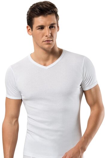 ERDEM İÇ GİYİM Μπλουζάκι Erdem White Rib V Neck 1198