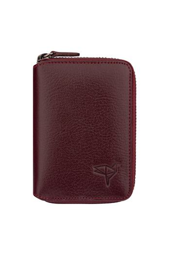 Garbalia Chain Genuine Leather Claret Red Unisex Money Portfolio