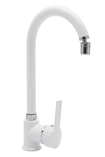 HMS White T-max Rice 360° Swivel Headed Kitchen Sink Faucet