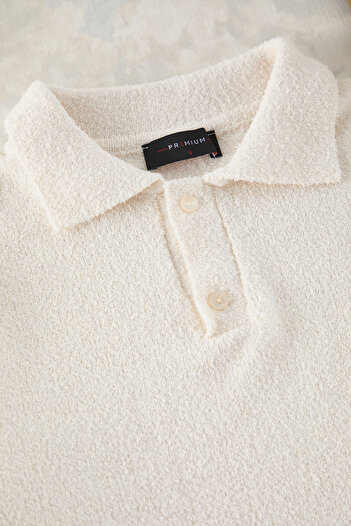 Trendyol Collection Polo Neck Ecru Knitwear Sweater - Textured, Tmnaw25Kz00078