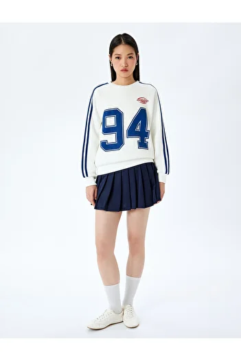 Koton Raised Bias Crew Neck College Printed Long Sleeve Sweatshirt